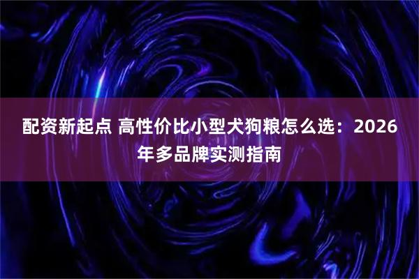 配资新起点 高性价比小型犬狗粮怎么选：2026年多品牌实测指南